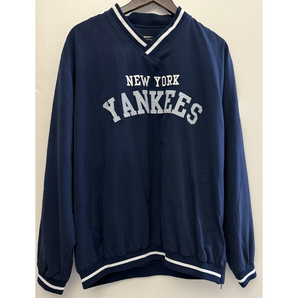 Vintage New York Yankees‎ Stitched Pullover Windbreaker Mens Size XL